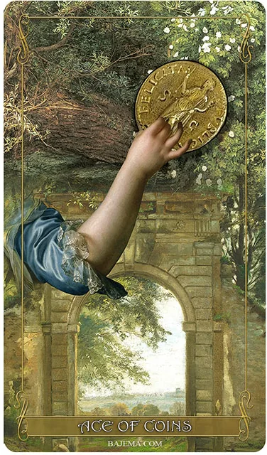 Ace of Coins card from the Madam Lydia Wilhelmina’s Tarot deck