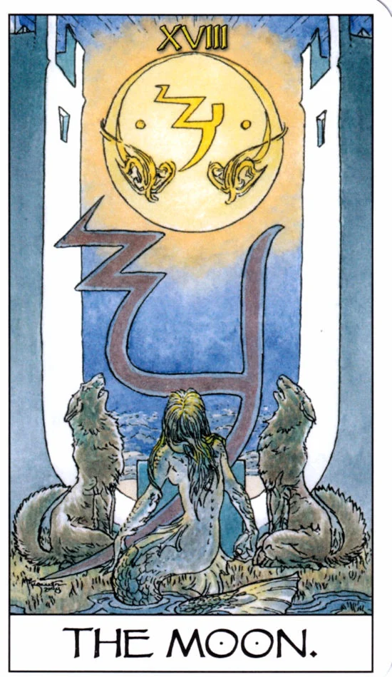 The Moon card from the Mage: The Awakening Tarot deck