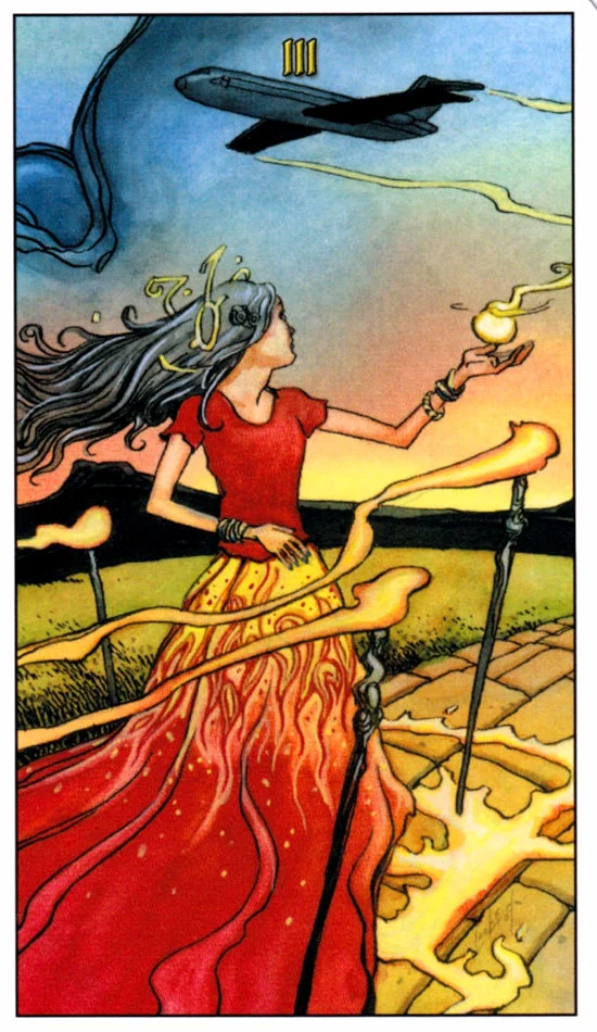3 of Wands card from the Mage: The Awakening Tarot deck