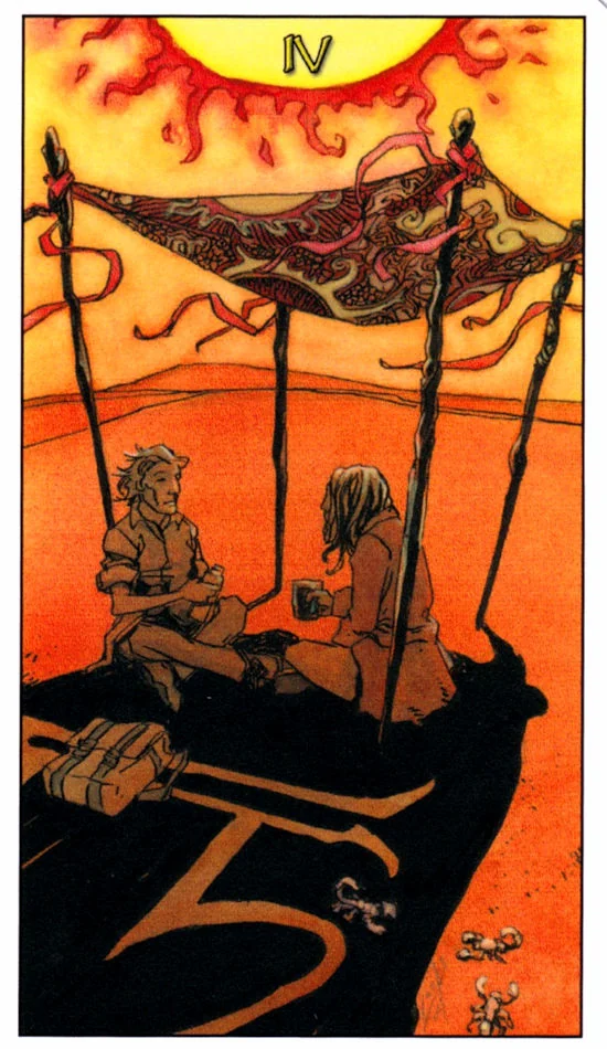 4 of Wands card from the Mage: The Awakening Tarot deck