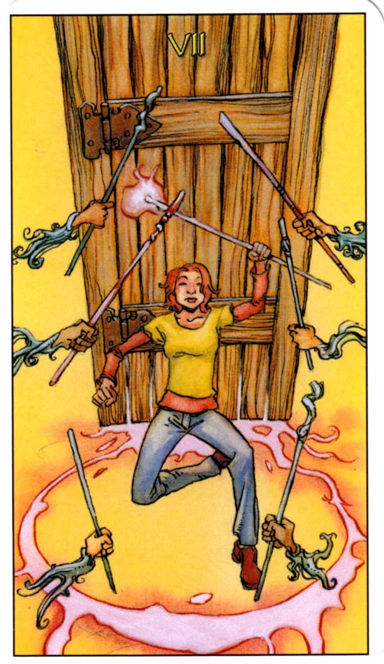 7 of Wands card from the Mage: The Awakening Tarot deck