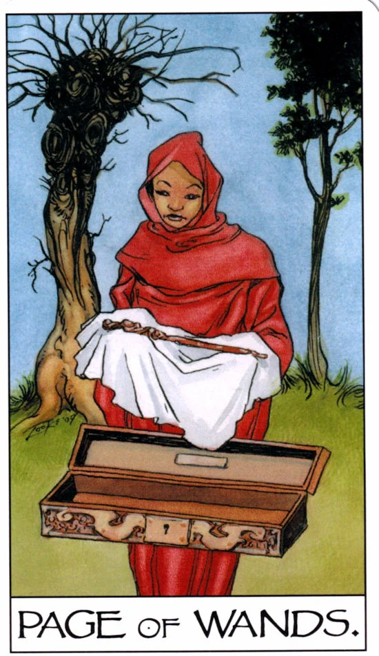 Page of Wands card from the Mage: The Awakening Tarot deck