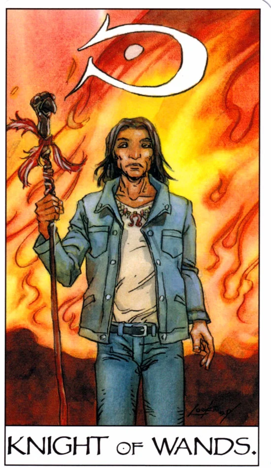 Knight of Wands card from the Mage: The Awakening Tarot deck