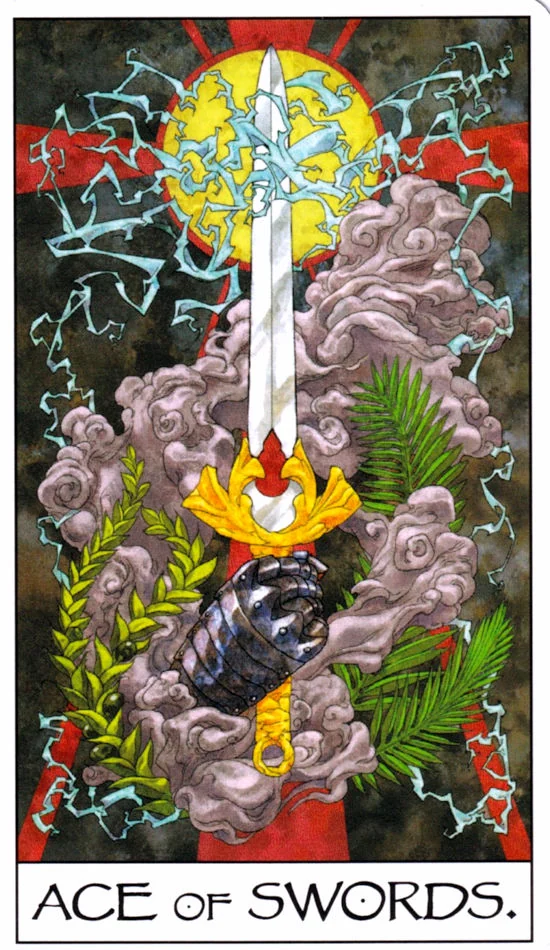 Ace of Swords card from the Mage: The Awakening Tarot deck