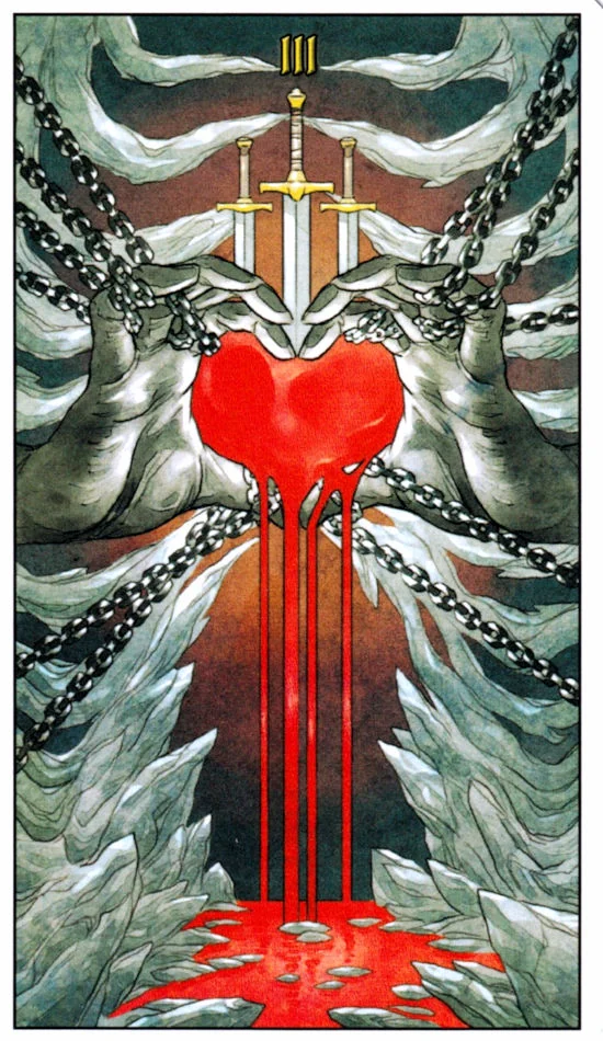 3 of Swords card from the Mage: The Awakening Tarot deck