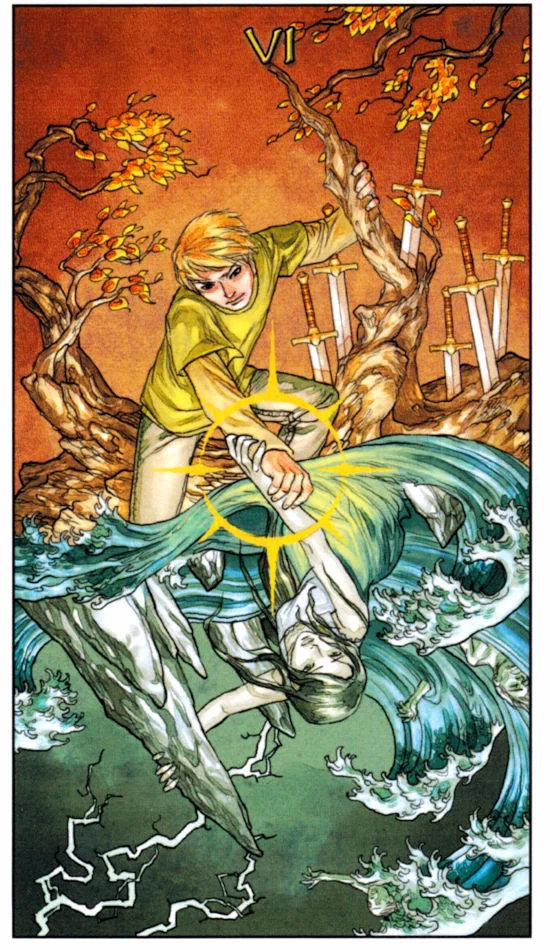 6 of Swords card from the Mage: The Awakening Tarot deck