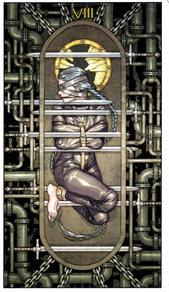 8 of Swords card from the Mage: The Awakening Tarot deck