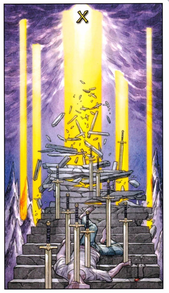 10 of Swords card from the Mage: The Awakening Tarot deck