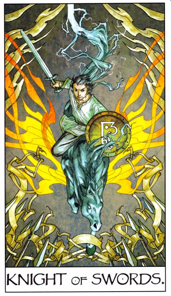 Knight of Swords card from the Mage: The Awakening Tarot deck