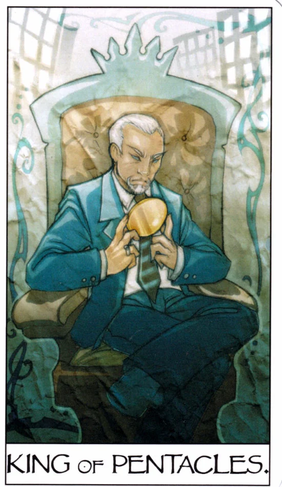 King of Pentacles card from the Mage: The Awakening Tarot deck