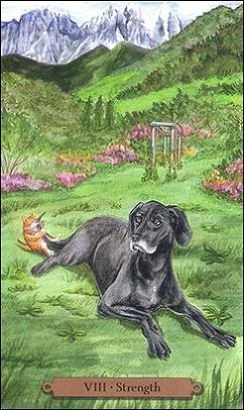 Strength card from the Magical Dogs Tarot deck