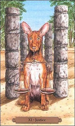 Justice card from the Magical Dogs Tarot deck
