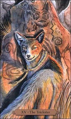 The Trickster card from the Magical Dogs Tarot deck