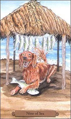 Nine of Sea card from the Magical Dogs Tarot deck