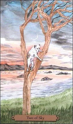 Two of Sky card from the Magical Dogs Tarot deck