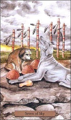 Seven of Sky card from the Magical Dogs Tarot deck