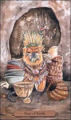 Four of Earth card from the Magical Dogs Tarot deck