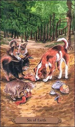 Six of Earth card from the Magical Dogs Tarot deck