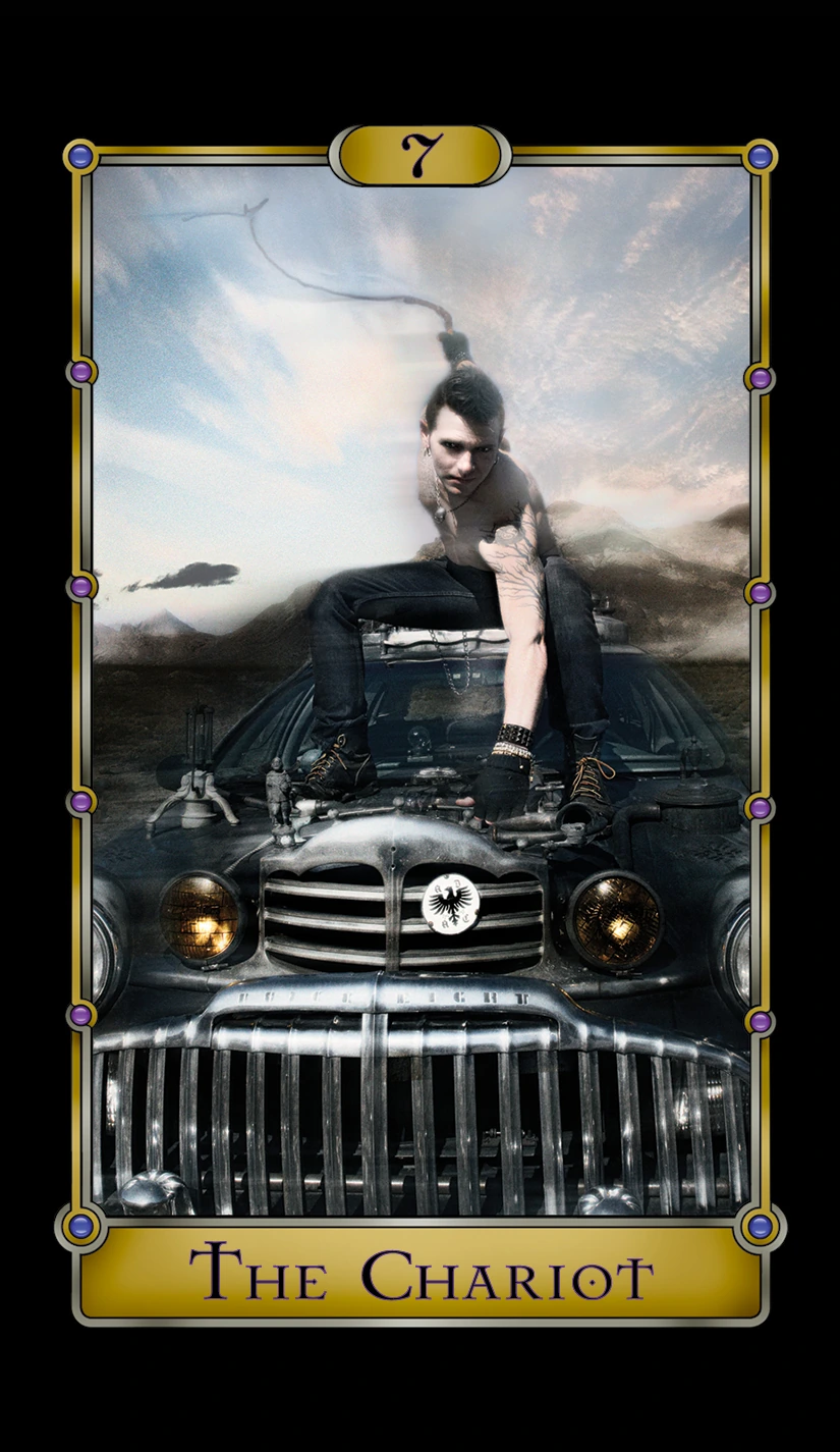 The Chariot card from the Magical Realism Tarot by Cheryl Fair The Chariot card from the Magical Realism Tarot by Cheryl Fair