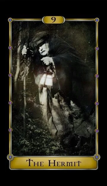 The Hermit card from the Magical Realism Tarot deck