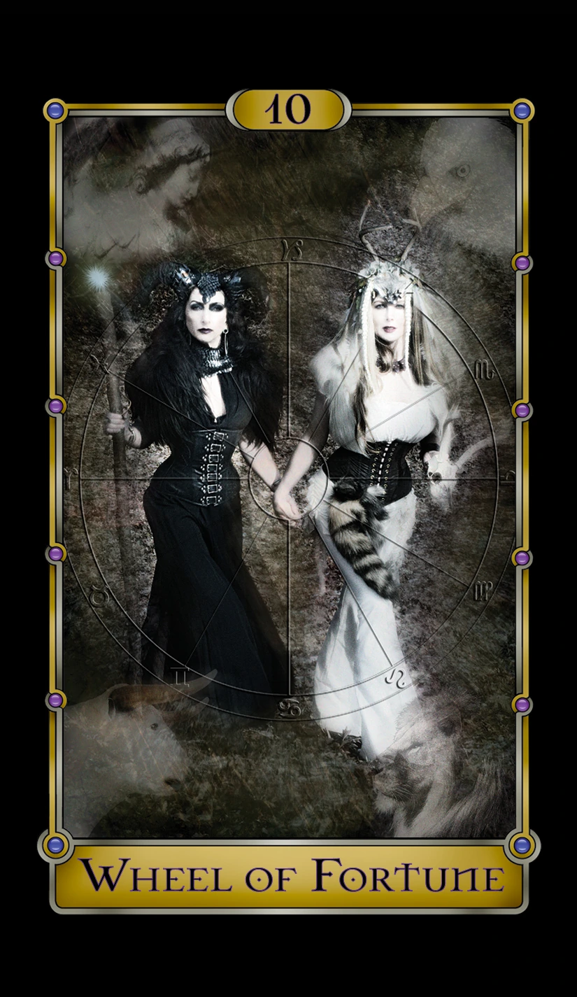 Wheel of Fortune card from the Magical Realism Tarot by Cheryl Fair Wheel of Fortune card from the Magical Realism Tarot by Cheryl Fair
