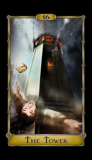The Tower card from the Magical Realism Tarot deck