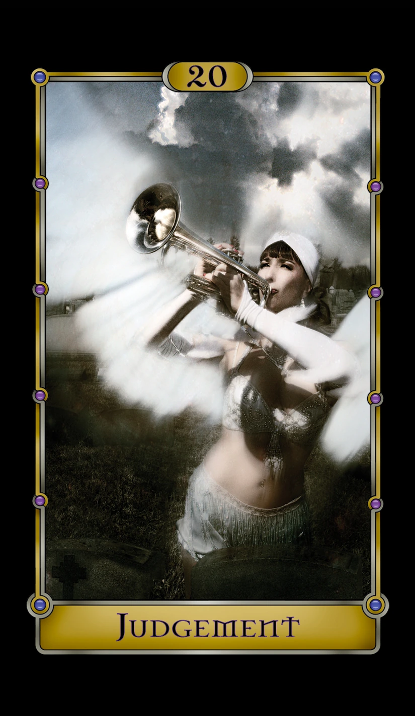 Judgement card from the Magical Realism Tarot by Cheryl Fair Judgement card from the Magical Realism Tarot by Cheryl Fair