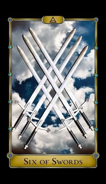 Six of Swords card from the Magical Realism Tarot deck