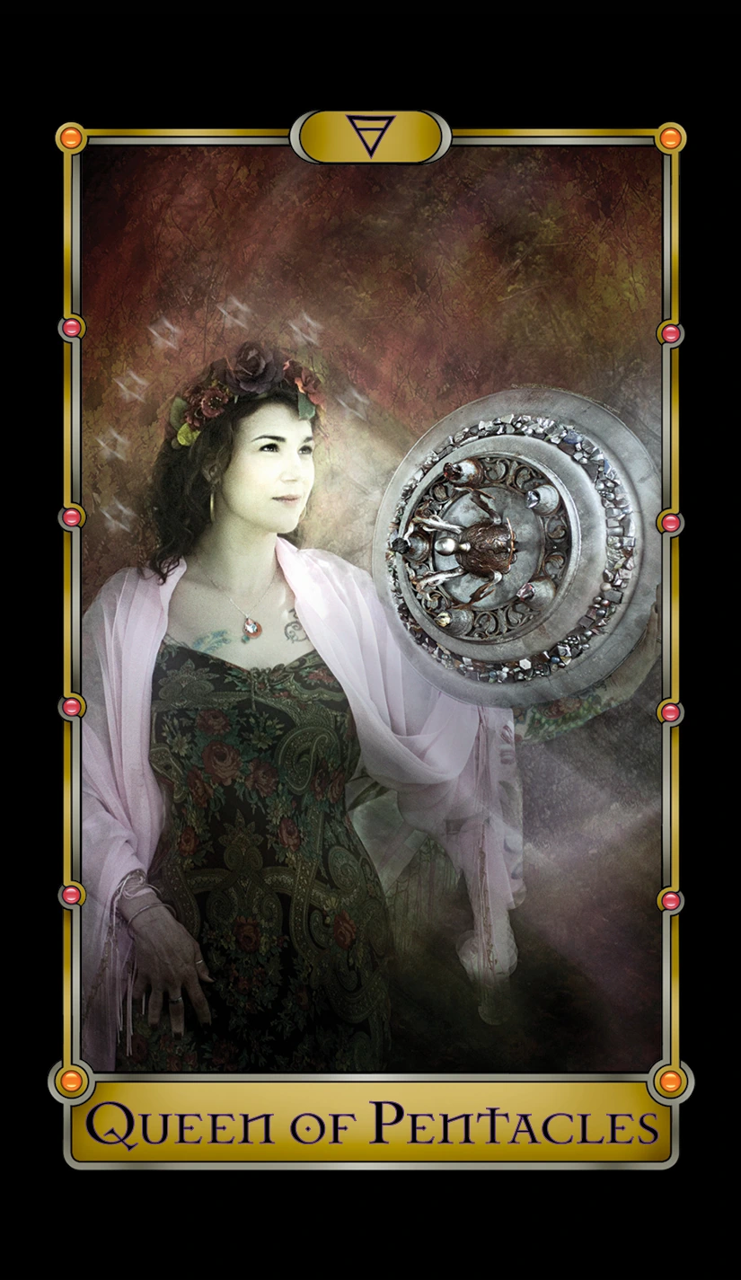 Queen of Pentacles card from the Magical Realism Tarot by Cheryl Fair Queen of Pentacles card from the Magical Realism Tarot by Cheryl Fair