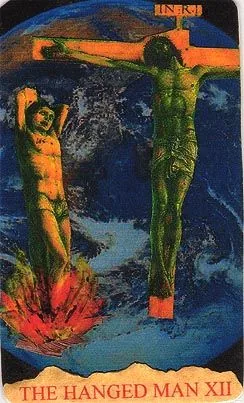 The Hanged Man card from the Mansions of the Moon Tarot deck