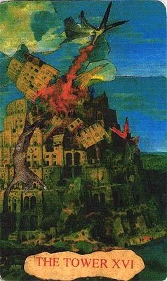 The Tower card from the Mansions of the Moon Tarot deck