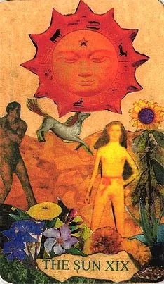 The Sun card from the Mansions of the Moon Tarot deck