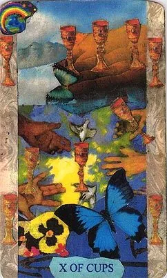 Ten of Cups card from the Mansions of the Moon Tarot deck