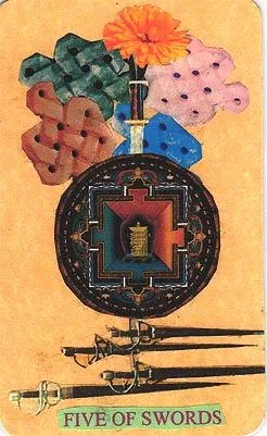 Five of Swords card from the Mansions of the Moon Tarot deck
