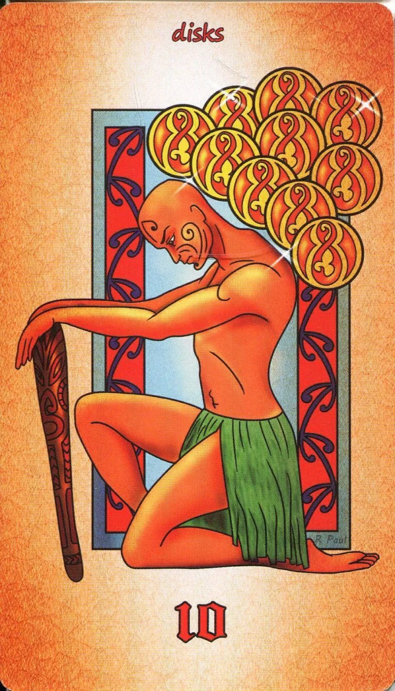 10 of Disks - Maori Tattoo Tarot - Tarot Deck by Roxana Paul