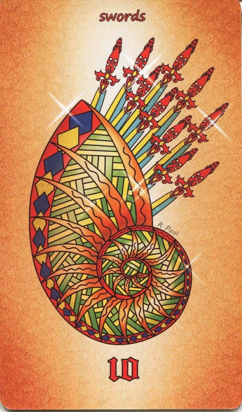 10 of Swords - Maori Tattoo Tarot - Tarot Deck by Roxana Paul