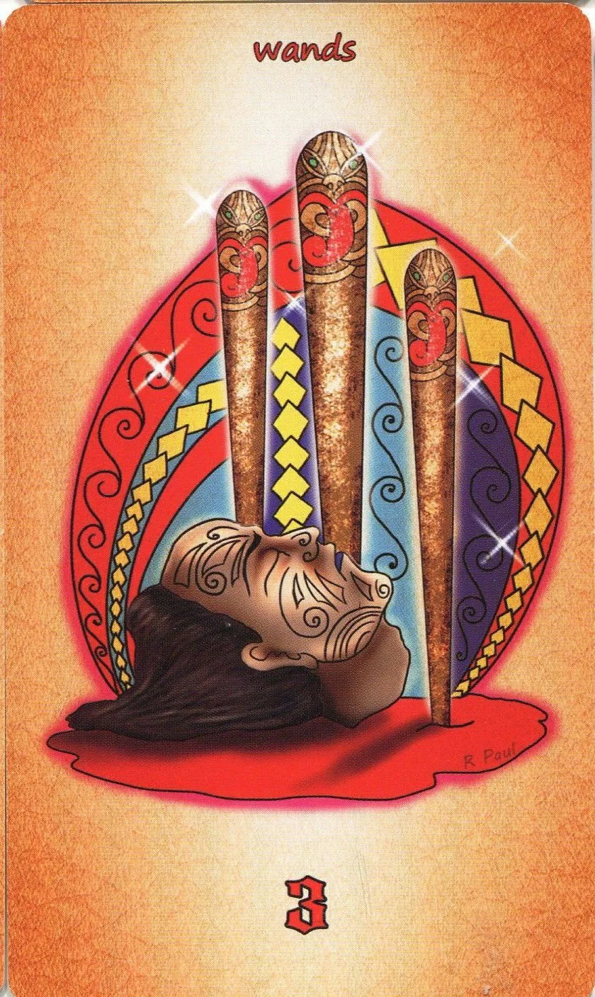 3 of Wands - Maori Tattoo Tarot - Tarot Deck by Roxana Paul