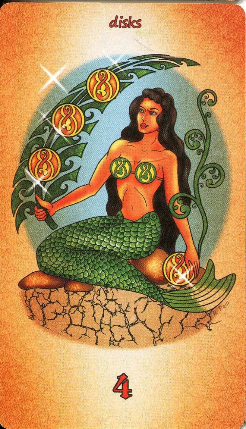 4 of Disks - Maori Tattoo Tarot - Tarot Deck by Roxana Paul