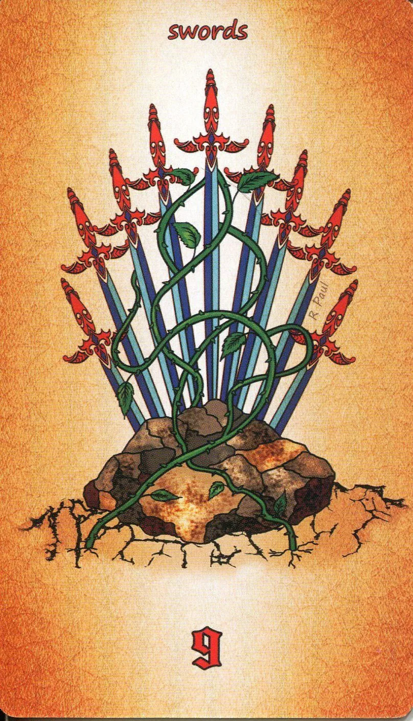 9 of Swords - Maori Tattoo Tarot - Tarot Deck by Roxana Paul