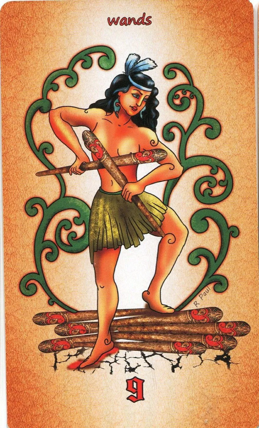 9 of Wands - Maori Tattoo Tarot - Tarot Deck by Roxana Paul