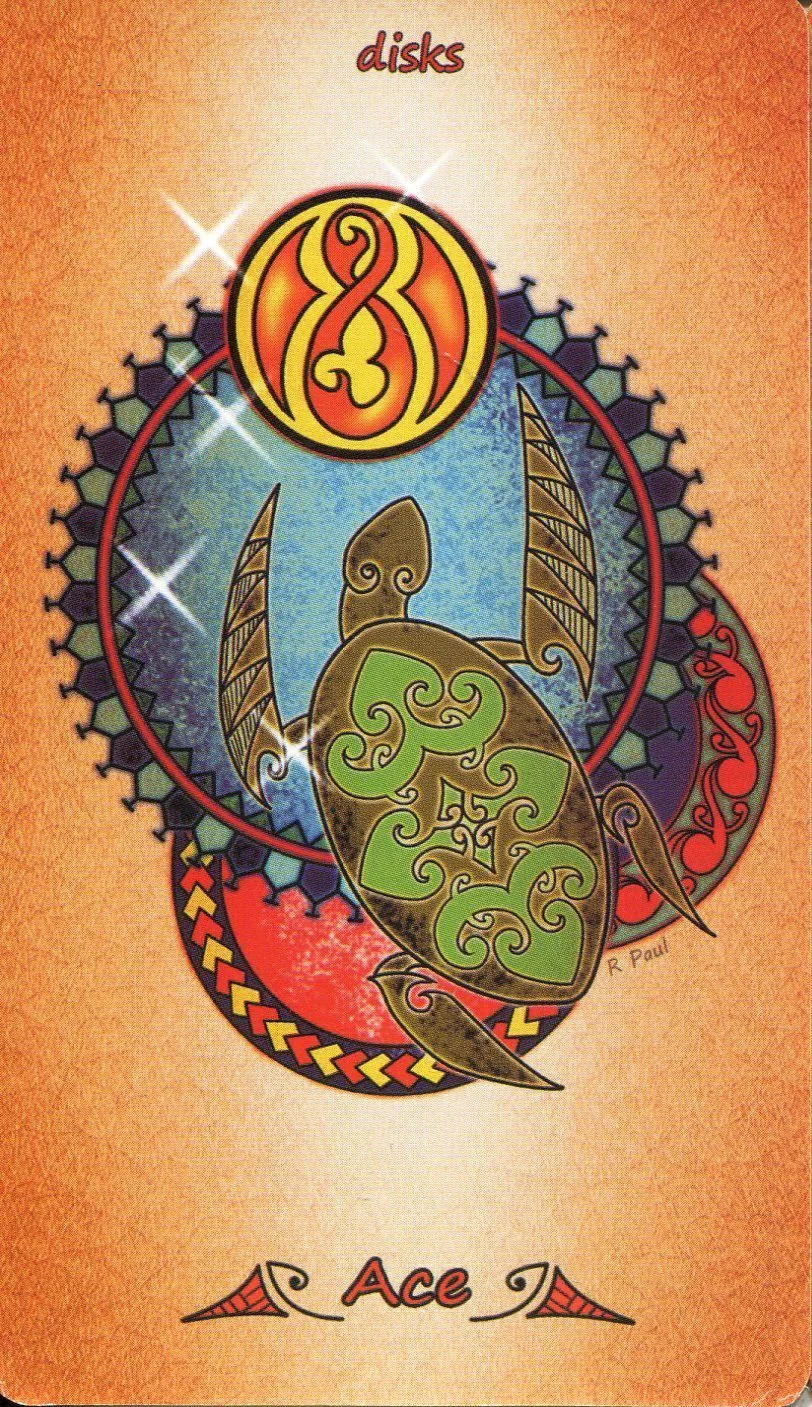 Ace of Disks - Maori Tattoo Tarot - Tarot Deck by Roxana Paul