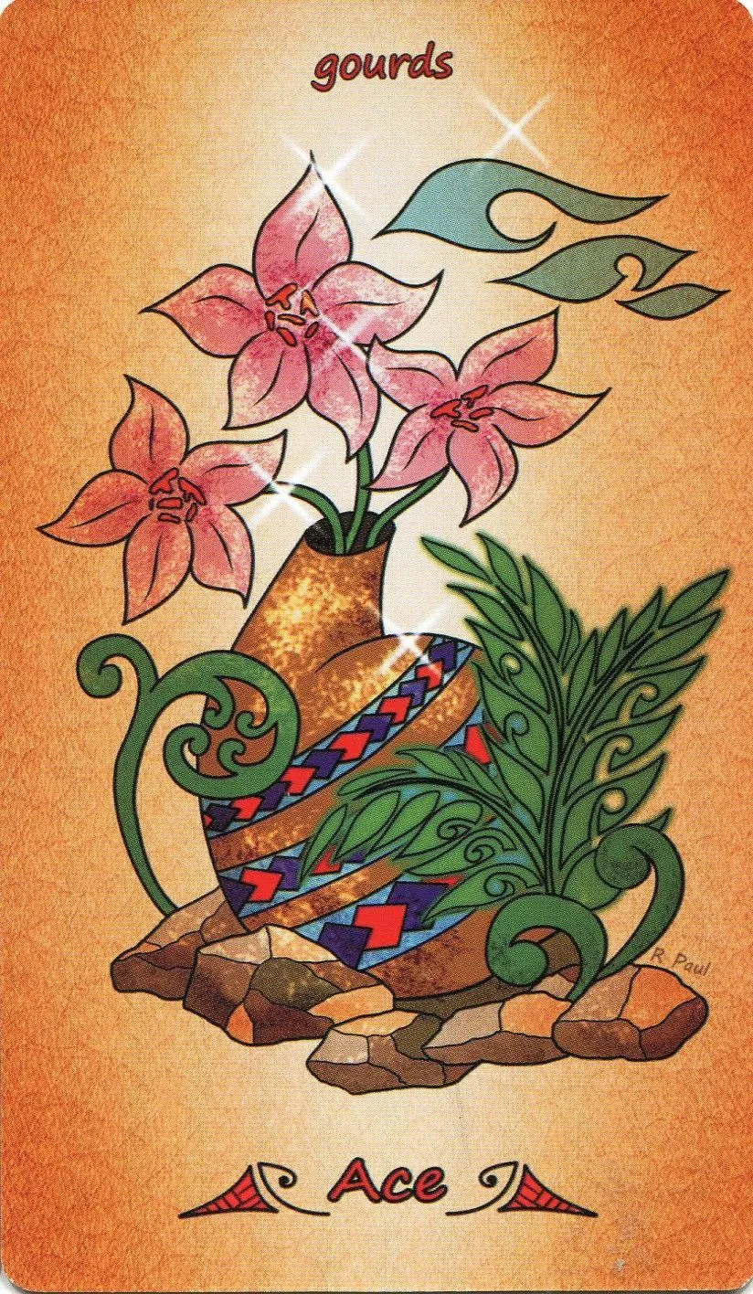Ace of Gourds - Maori Tattoo Tarot - Tarot Deck by Roxana Paul