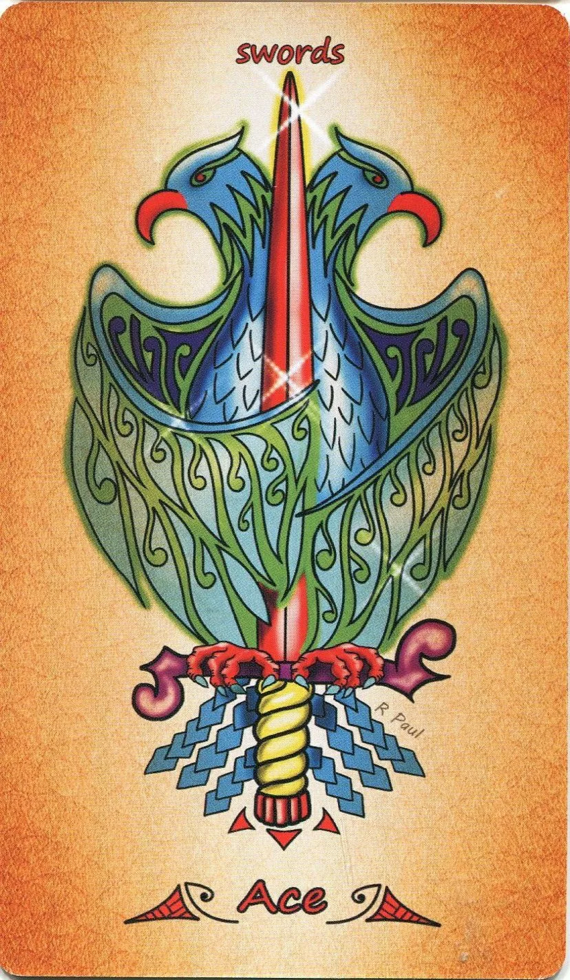 Ace of Swords - Maori Tattoo Tarot - Tarot Deck by Roxana Paul
