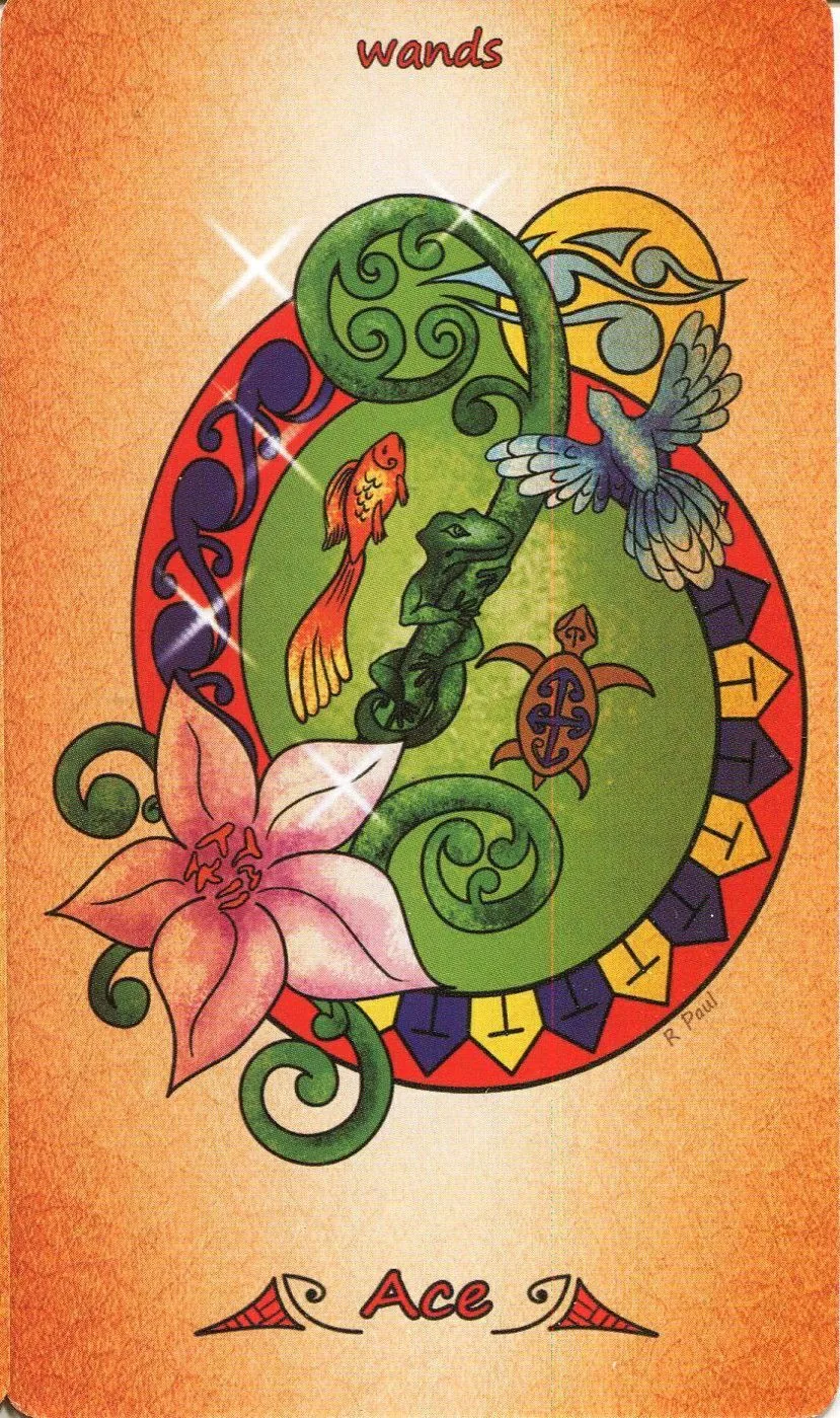 Ace of Wands - Maori Tattoo Tarot - Tarot Deck by Roxana Paul