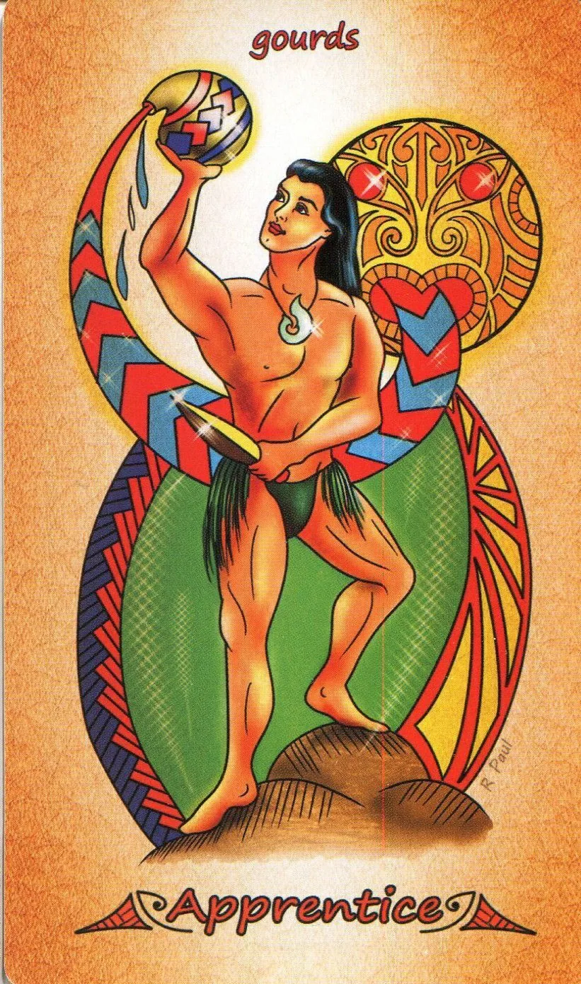 Apprentices of Gourds - Maori Tattoo Tarot - Tarot Deck by Roxana Paul