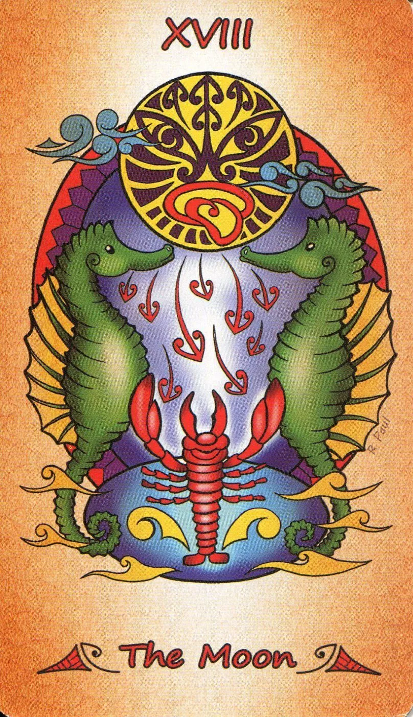 The Moon - Maori Tattoo Tarot - Tarot Deck by Roxana Paul