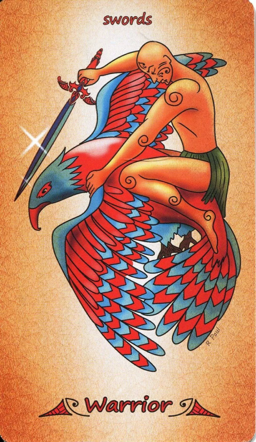Warrior of Swords - Maori Tattoo Tarot - Tarot Deck by Roxana Paul