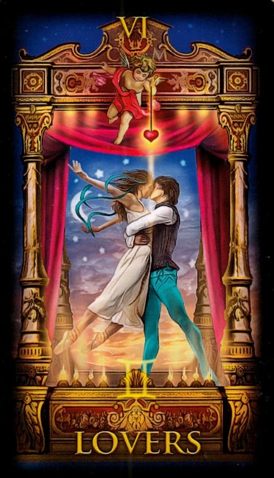 The Lovers card from the Marchetti Tarot deck