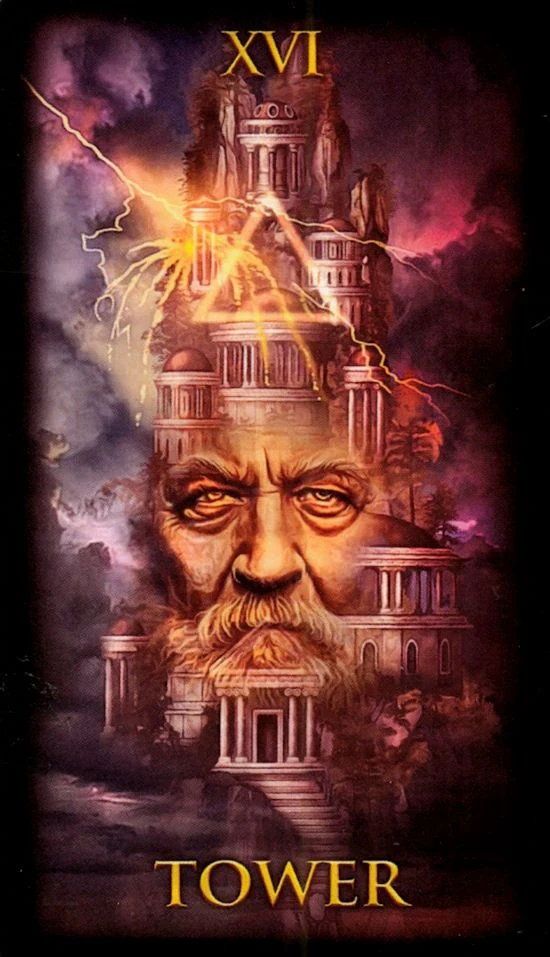 The Tower card from the Marchetti Tarot deck