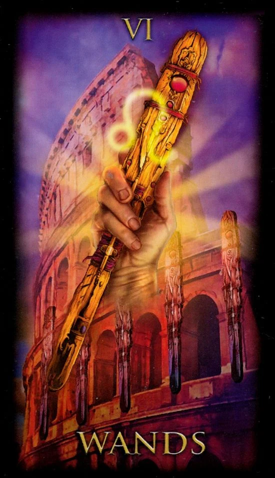 Six of Wands card from the Marchetti Tarot deck